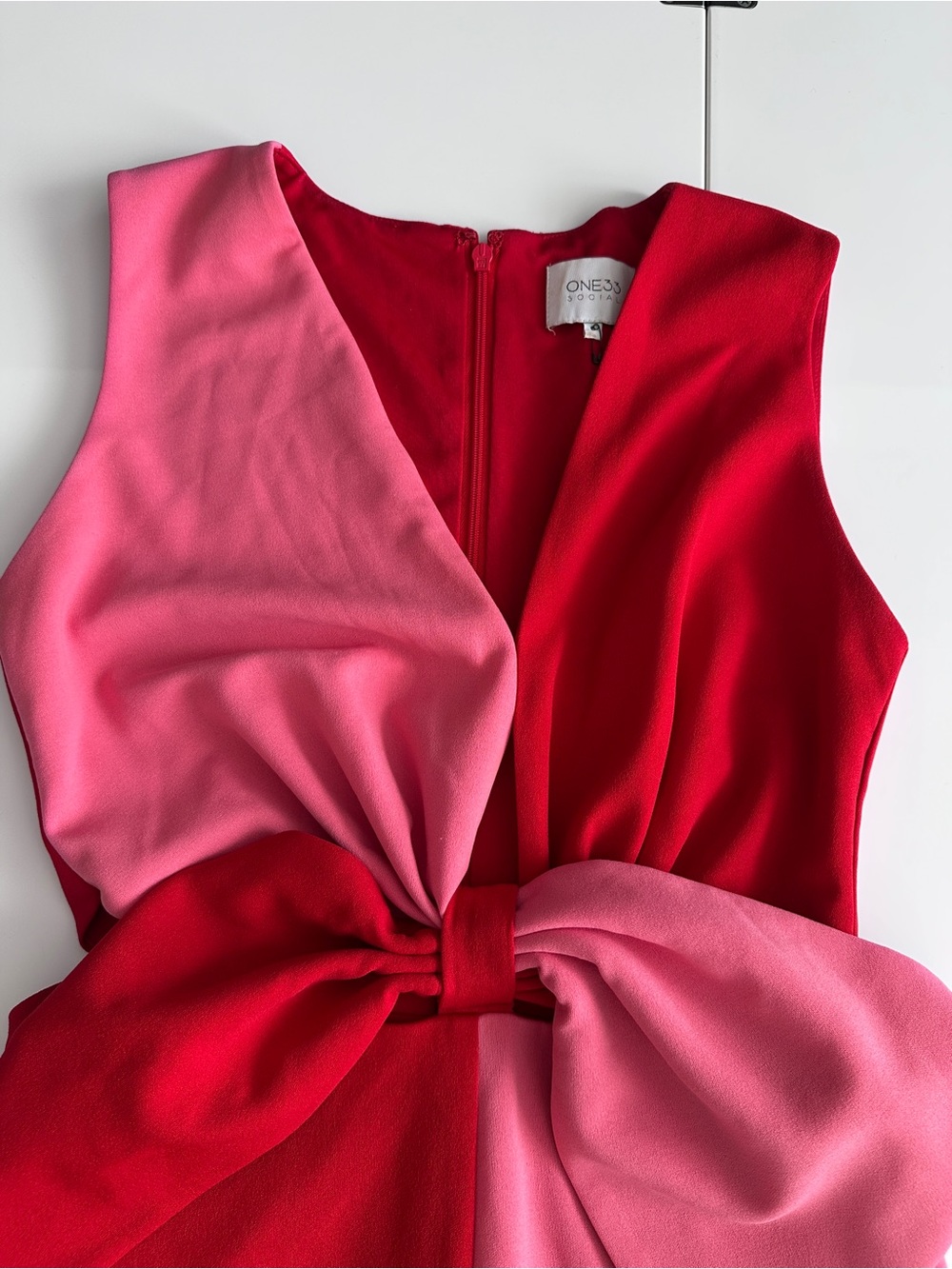 Two-Tone Pink & Red Bow-Front Maxi Dress - Picture 13 of 15